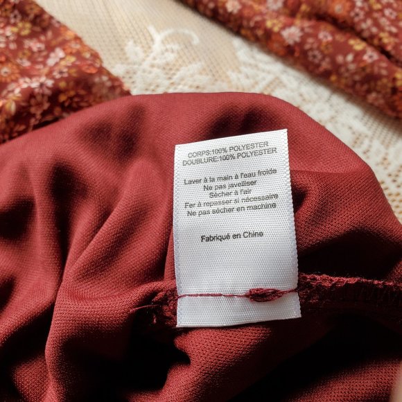 Lush Brick Floral Sundress, Maroon - Picture 10 of 11